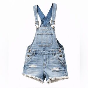 Wild Fable Denim Shorts Overalls Women’s XS Distressed Frayed Hem Light Wash